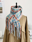 Fashion Pink Blue Check Cashmere Check Fringed Scarf