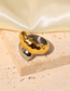 Fashion Gold+silver Stainless Steel Color Block Geometric Ring