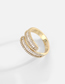 Fashion 8# Brass Inlaid Zirconium Geometric Open Ring
