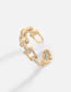 Fashion 4# Brass Inlaid Zirconium Geometric Open Ring