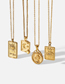 Fashion 4# Titanium Steel Gold-plated Geometric Tag Necklace