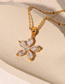 Fashion White Titanium Steel Geometric Flower Necklace