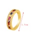 Fashion Color Copper Inlaid Zirconium Geometric Ring