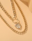 Fashion 1# Alloy Heart Ring Double Necklace