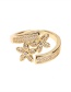 Fashion Gold Copper Inlaid Zirconium Flower Open Ring
