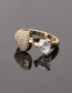 Fashion Gold Copper Inlaid Zirconium Love Open Ring