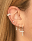 Fashion Silver Metal Geometric Pierced Earrings With Diamonds