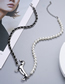 Fashion Silver Leather Braided Chain Stitching Pearl Puppy Necklace