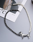 Fashion Silver Leather Braided Chain Stitching Pearl Puppy Necklace