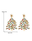 Fashion Color Alloy Diamond Christmas Tree Stud Earrings