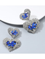 Fashion Color Alloy Diamond Double Heart Stud Earrings