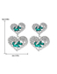 Fashion Color Alloy Diamond Double Heart Stud Earrings