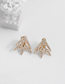 Fashion Gold Brass Inlaid Zirconium Claw Earrings