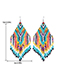 Fashion #6 Resin Colored Rice Beads Long Tassel Earrings