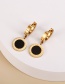 Fashion Gold+black Titanium Steel Oil Drip Pattern Round Earrings