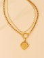 Fashion Gold Titanium Steel Double Layer Love Portrait Necklace