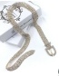 Fashion Silver Five-row Diamond Waist Chain With Square Buckle Metal Row Diamond Wide Belt