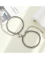 Fashion 3mm Plus 4mm Couple A Pair Of Stainless Steel Magnet Love Heart Chain Bracelet