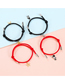 Fashion A Pair Of Pu Black And Red Rope Colorful A Pair Of Alloy Rainbow Magnetic Round Ball Hand Rope