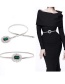 Fashion Green Geometric Square Diamond Thin Side Belt