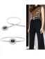 Fashion Green Geometric Square Diamond Thin Side Belt