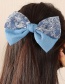 Fashion Blue Fabric Pleated Print Double-layer Bow Hairpin
