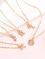 Fashion Sagittarius Bronze And Diamond Geometric Constellation Necklace