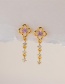 Fashion Purple Copper Inlaid Zirconium Flower Chain Earrings