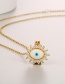 Fashion Golden-2 Copper Inlaid Zirconium Drop Oil Love Eye Necklace