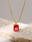 Fashion Red Copper Inlaid Zirconium Square Necklace
