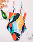 Fashion Color Printed Strappy Sling One-piece Swimsuit