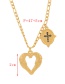 Fashion Gold Titanium Steel Zirconium Love Heart Cross Thick Chain Necklace