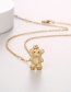Fashion Gold Copper Inlaid Zirconium Bear Pendant Necklace
