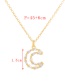 Fashion Gold Copper Inlaid Zirconium Crescent Pendant Necklace