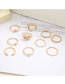 Fashion 4# Alloy Diamond Butterfly Moon Geometric Ring Set