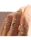 Fashion 4# Alloy Diamond Butterfly Moon Geometric Ring Set