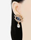 Fashion Blue Color Alloy Diamond Eye Stud Earrings