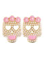 Fashion Pink Alloy Pearl Skull Stud Earrings