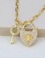 Fashion Gold Copper Gold-plated Love Lock Key Necklace
