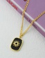Fashion Green Dongpo Necklace Copper Drop Oil Square Brand Necklace
