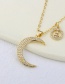 Fashion Gold Gold-plated Copper And Zirconium Crescent Necklace