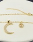 Fashion Gold Gold-plated Copper And Zirconium Crescent Necklace
