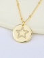 Fashion Gold Copper Diamond And Gold-plated Five-pointed Star Round Necklace