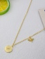 Fashion Gold Bronze Diamond Starlight Round Dragonfly Necklace