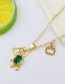 Fashion Gold Copper And Diamond Bear Apple Necklace
