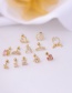 Fashion 12#gold Stainless Steel Inlaid Zirconium Thin Rod Piercing Earrings
