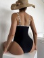 Fashion Color matching Leopard Print Knotted Hollow One-piece Swimsuit