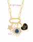 Fashion Red Copper Inlaid Zirconium Oil Dripping Eyes Letter Clip Necklace Necklace