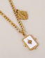 Fashion Gold Titanium Steel Drop Oil Square Portrait Necklace