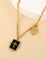Fashion Gold Titanium Steel Dripping Oil Cross Portrait Necklace